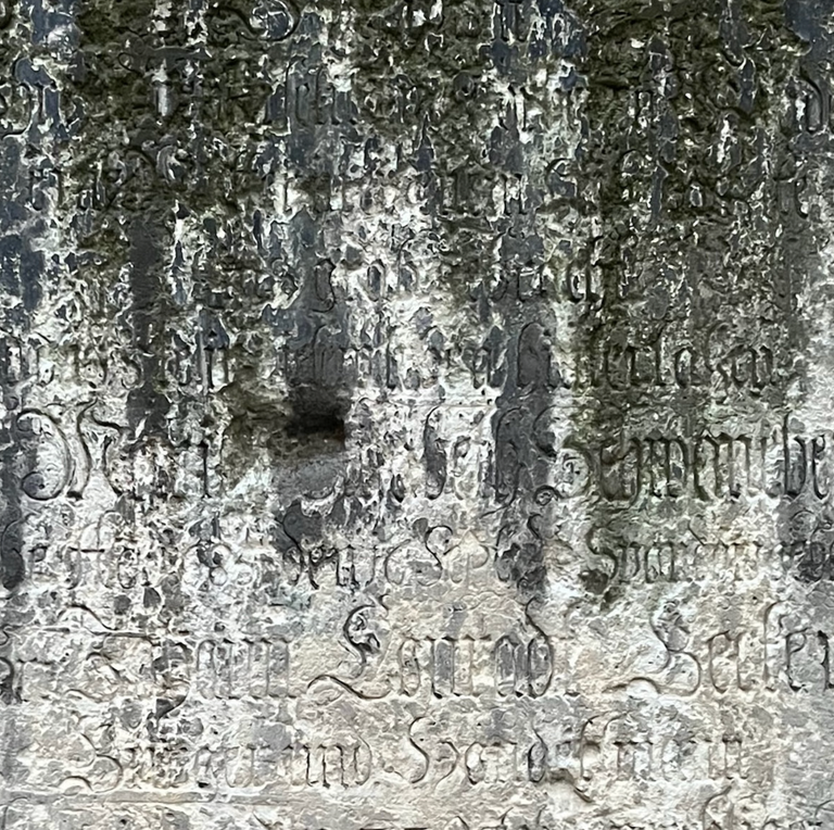 Album artwork for Erotic Elements by Logue Lady, showing close-up weathered Gothic calligraphy carved into aged stone.